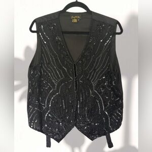 VTG MARY MCFADDEN | Black Silk Sequin and Beaded Vest